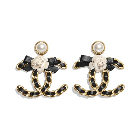 chanel earrings gold and pearly white|authentic chanel pearl earrings.